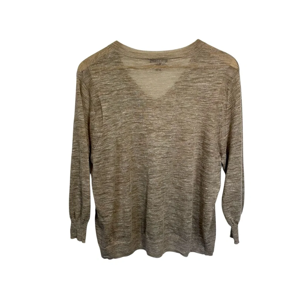 J.Crew Lightweight Linen‎ Blend Marled V Neck Sweater M